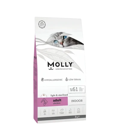 Molly Cat 2kg Adult Indoor Light & Sterilised Chicken Dry Cat Food