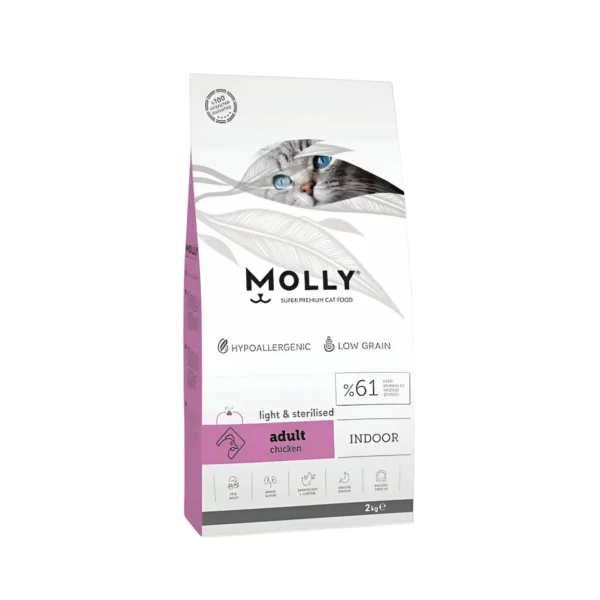 Molly Cat 2kg Adult Indoor Light & Sterilised Chicken Dry Cat Food
