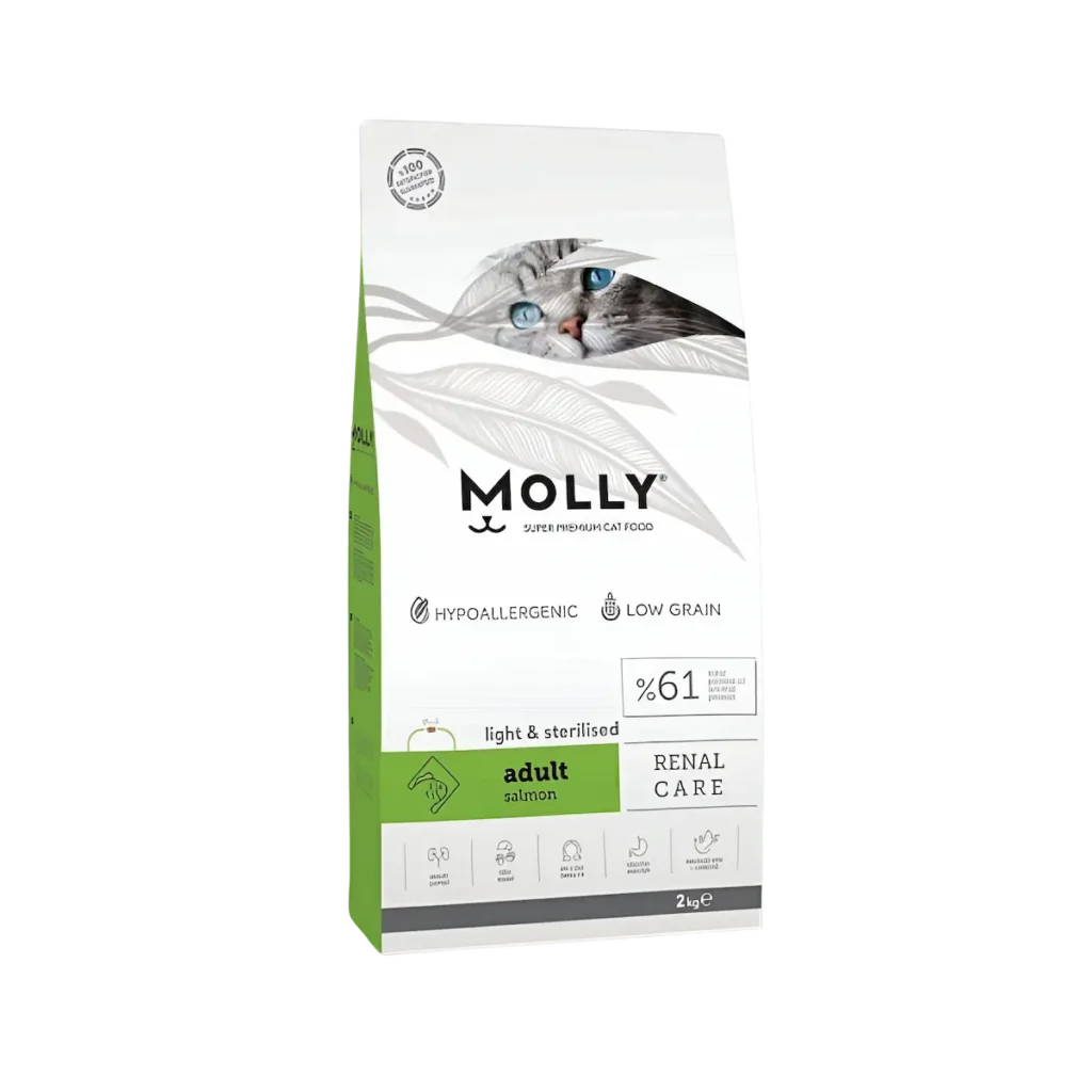 Molly Cat 2kg Adult Renal Care Light Sterilised Salmon Dry Cat Food