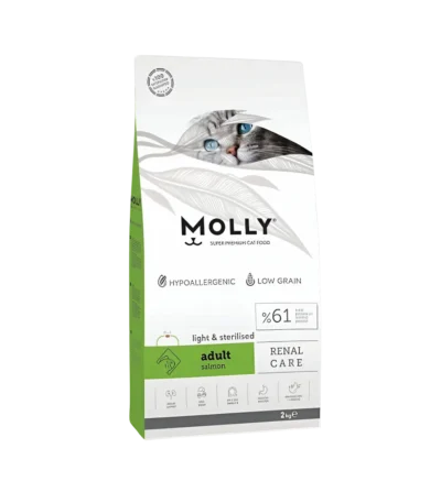 Molly Cat 2kg Adult Renal Care Light Sterilised Salmon Dry Cat Food