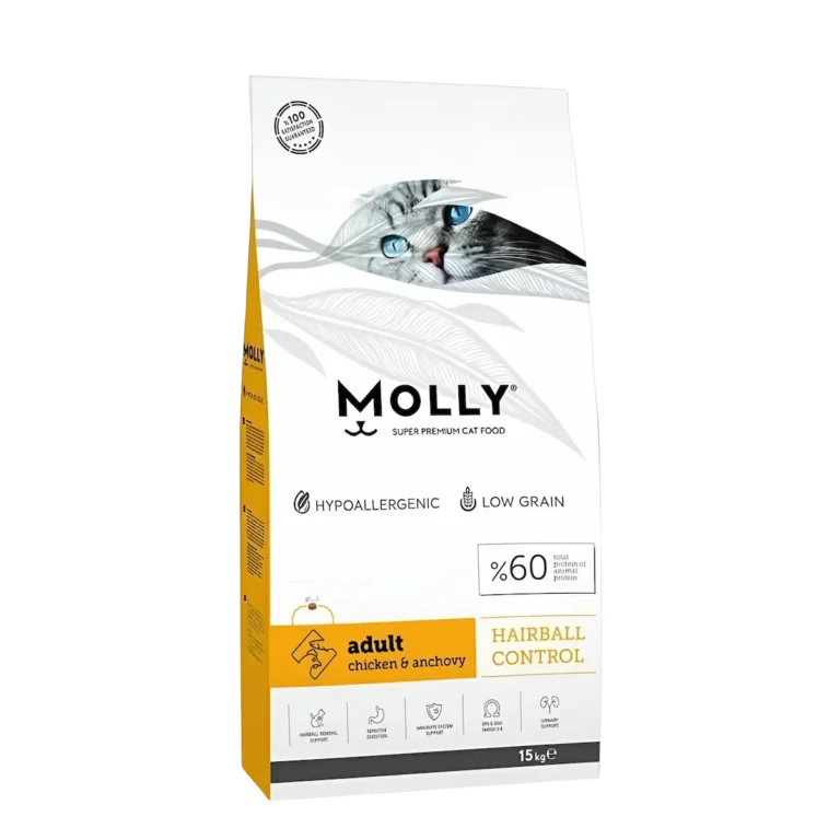 Molly Super Premium 15kg Hairball Control Adult Chicken & Anchovy Dry Cat Food