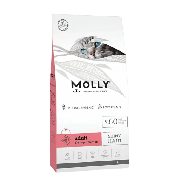 Molly Super Premium 15kg Shiny Hair Adult Shrimp & Salmon Dry Cat Food