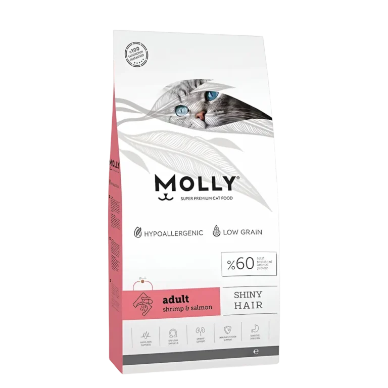Molly Super Premium 15kg Shiny Hair Adult Shrimp & Salmon Dry Cat Food