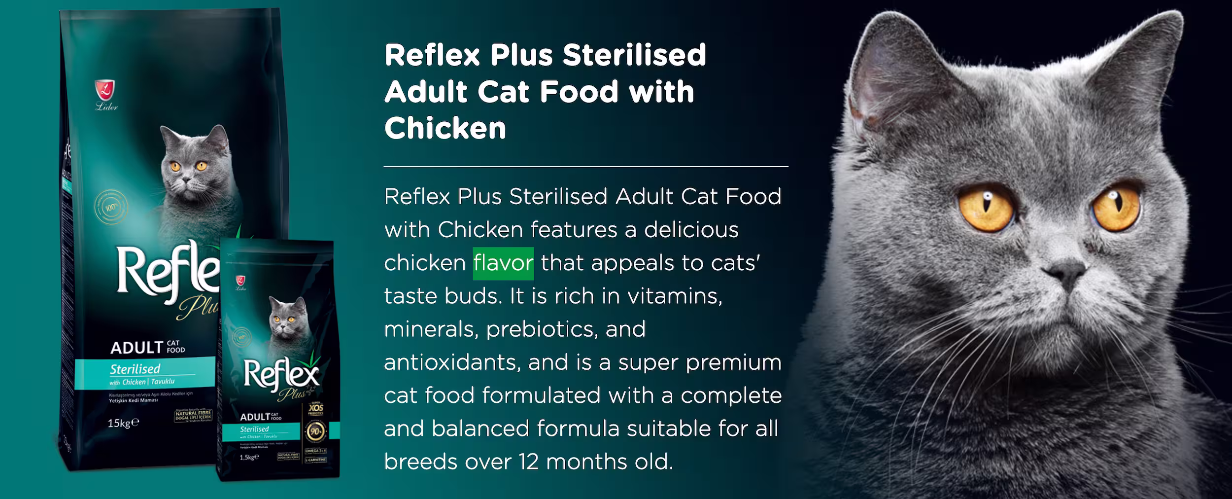 Reflex Plus 1.5-kg Sterilised Chicken Dry Adult Cat Food