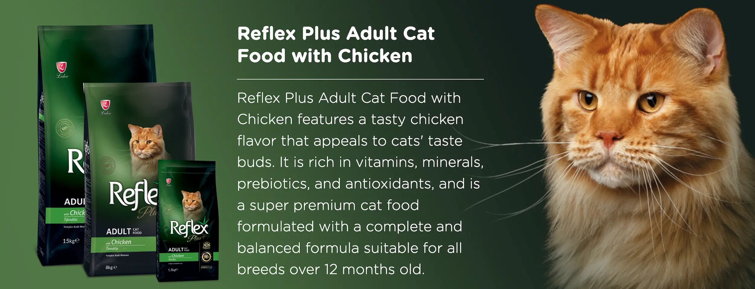Reflex Plus 15kg Adult Chicken Dry Cat Food details